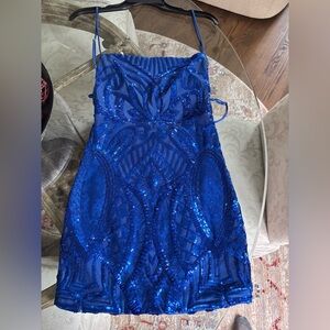 Elegant Blue Sequin Dress